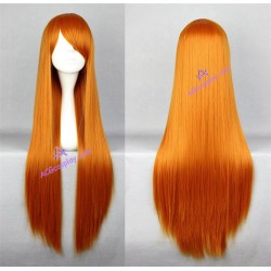 General wig cosplay wig long straight wig orange color 80cm 32inches