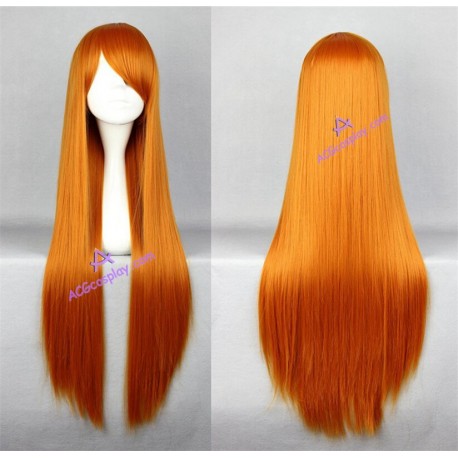 General wig cosplay wig long straight wig orange color 80cm 32inches