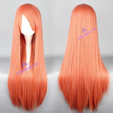 General wig cosplay wig long straight wig light orange color 80cm 32inches