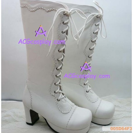 Lolita shoes boots white make to order style 8
