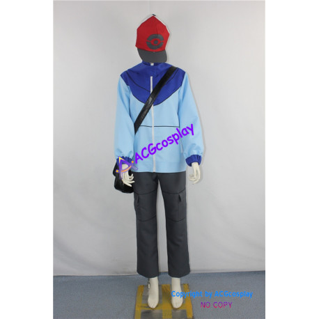 Pokemon Trainer Black Touya Cosplay Costume incl.bag and hat