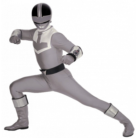 Power Rangers Time Force cosplay costume for a silver ranger with cosplay boots
