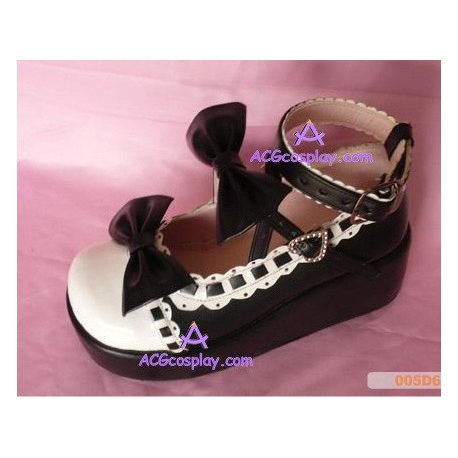 Black and white princess shoes lolita shoes boots cosplay shoes