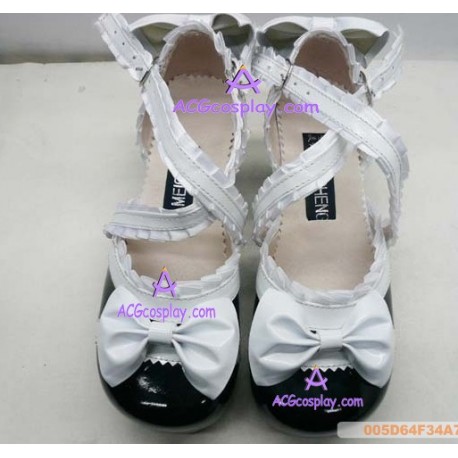 Black and white princess shoes version2 lolita shoes boots cosplay shoes