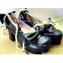 Black clasp thick soles princess shoes lolita shoes boots cosplay shoes