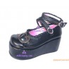 Black thick soles butterfly heart-shaped adornment lovely princess shoes lolita shoes boots cosplay shoes