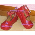 Bright red thick soles heart-shaped adornment lovely princess shoes lolita shoes boots cosplay shoes