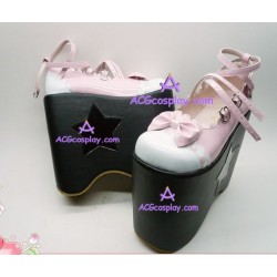 Fashion round head hate days of high single shoe clasp bowknot color vision shoes lolita shoes boots cosplay shoes