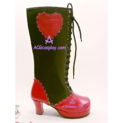 Japanese pop LOLITA COS shoes with high heels, heart-shaped princess shoes red and black double color lolita shoes boots 