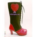 Japanese pop LOLITA COS shoes with high heels, heart-shaped princess shoes red and black double color lolita shoes boots 