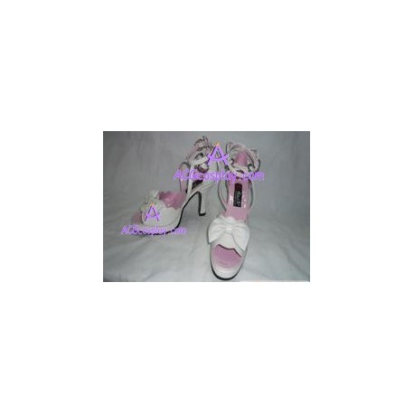 Round head thick soles clasp bowknot white wavy lines lolita shoes boots cosplay shoes