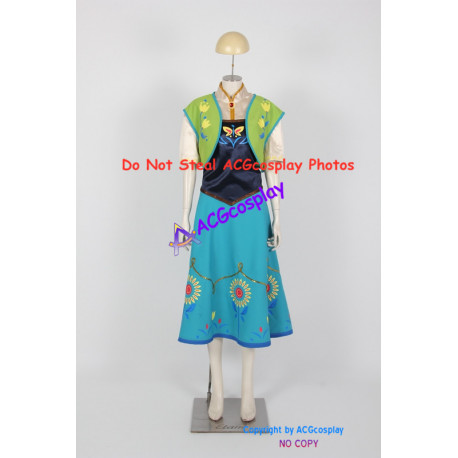Frozen Anna Cosplay Costume Frozen Fever Dress princess cosplay