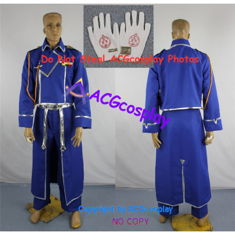 Fullmetal Alchemist Maes Hughes Cosplay Costume incl.collar pin and gloves