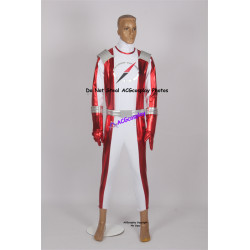 Power Rangers Operation Overdrive Red Overdrive Ranger Cosplay Costume dark red shiny fabric made