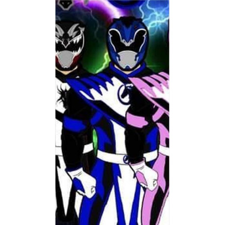 Blue Rangers cosplay costume with leopard emblem and real boots commission request