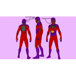 Commission Request superhero cosplay costume red purple bodysuit with head mask and footwear