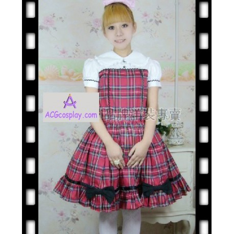 Checked fabric lolita dress make to order