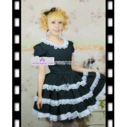 Lolita dress black and white layered skirt