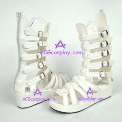 Lolita shoes boots gothic punk sandals style 6018A white