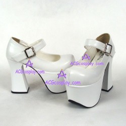 Lolita shoes thick sole high heel girl shoes style 9627A white