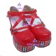 Lolita shoes with checked pattern on sole style 9660 red