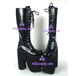 Punk lolita boots thick sole high heel style 9712A black
