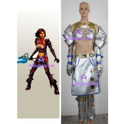 Final Fantasy XII Warrior Yuna cosplay costume silver puleather style