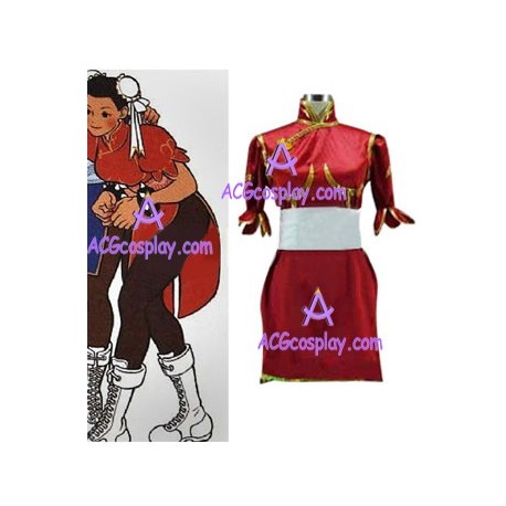 Street Fighter Chun Li Red Cosplay Costume