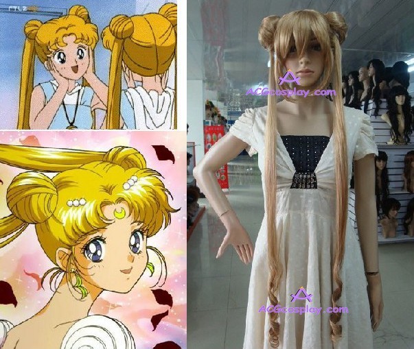 Sailor Moon Usagi Tsukino yellow-blond cosplay wig 110cm