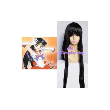 Sailor Moon Sailor Mars Raye Black Cosplay Wig 100cm