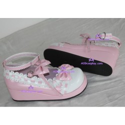 Princess shoes pink bowknot lolita shoes boots cosplay shoes