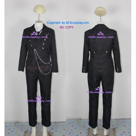 Black Butler Sebastian Michaelis cosplay costume include metal chest chain pin 